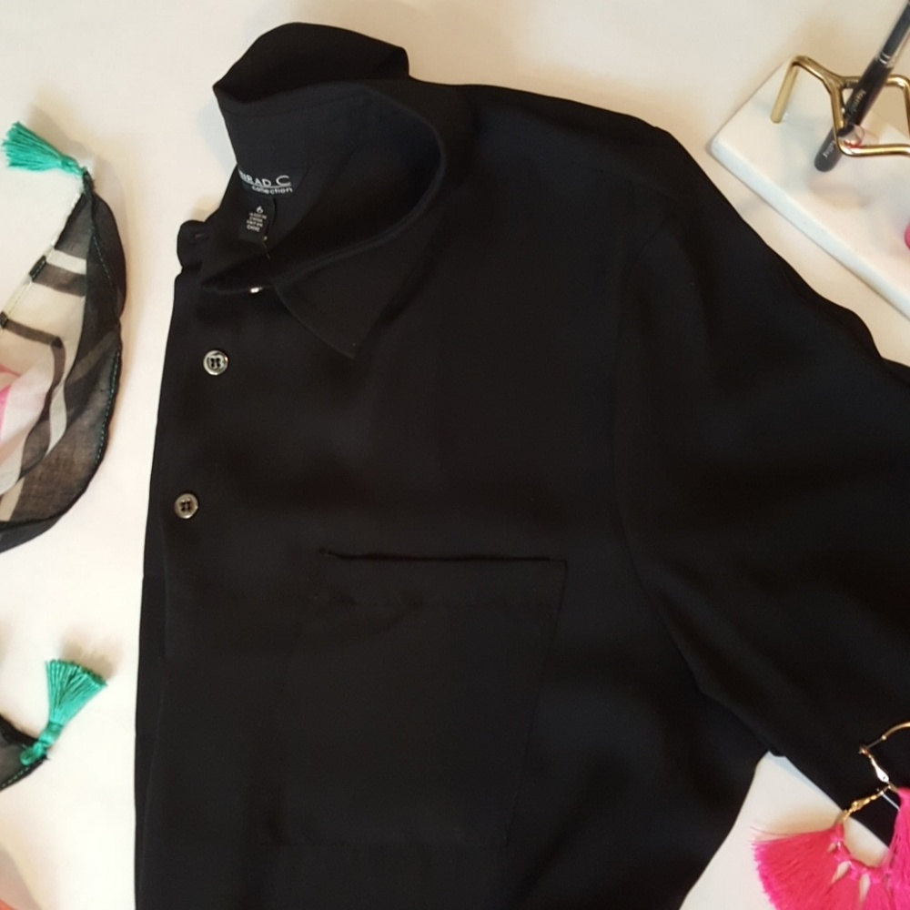 LAST CHANCE! CLOSET CLOSING! Conrad C black long-sleeve tunic blouse w/pockets - Picture 2 of 7